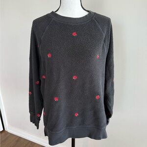 PINK Victoria's Secret Black Sweatershirt with Red Roses